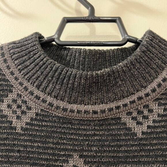 VTG Mondo di Marco Mens Black Gray Diamond Print Wool Blend Sweater Sz Medium - Picture 5 of 14